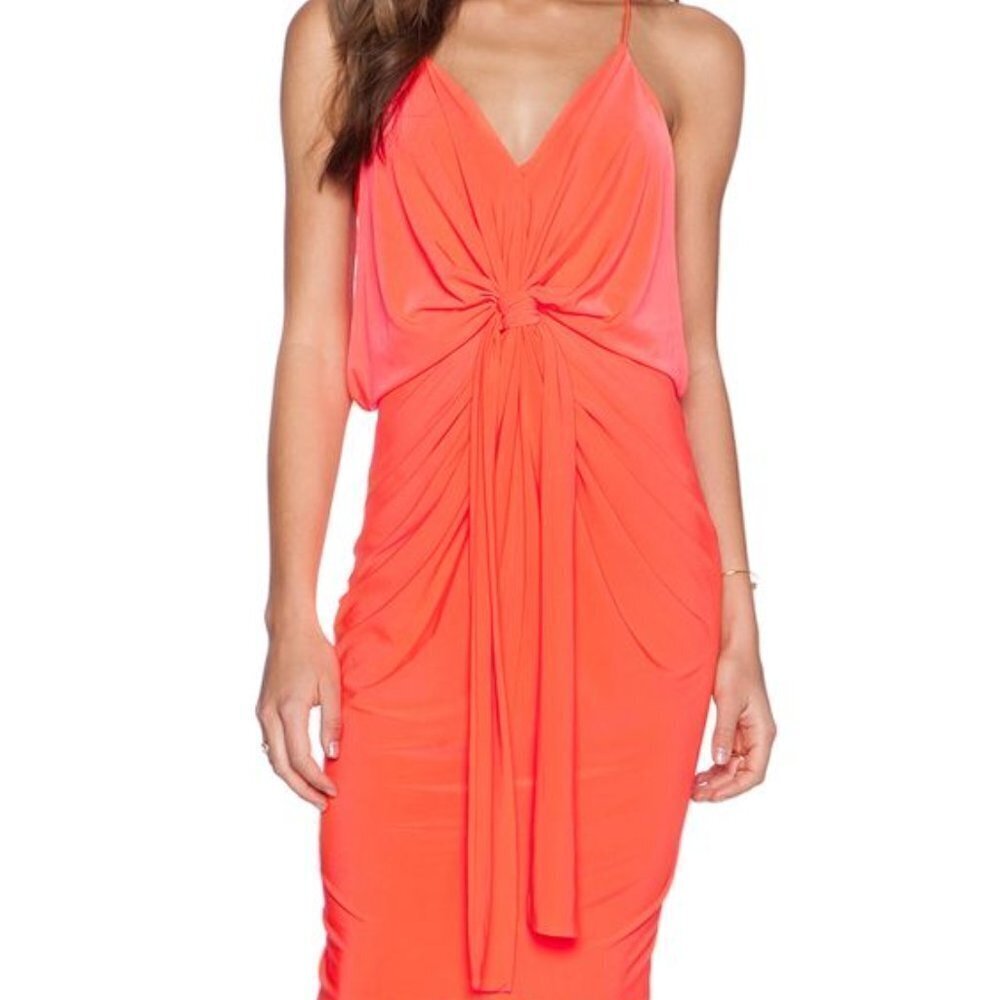T-Bags LA Neon Orange Drapey Evening Dress!!!